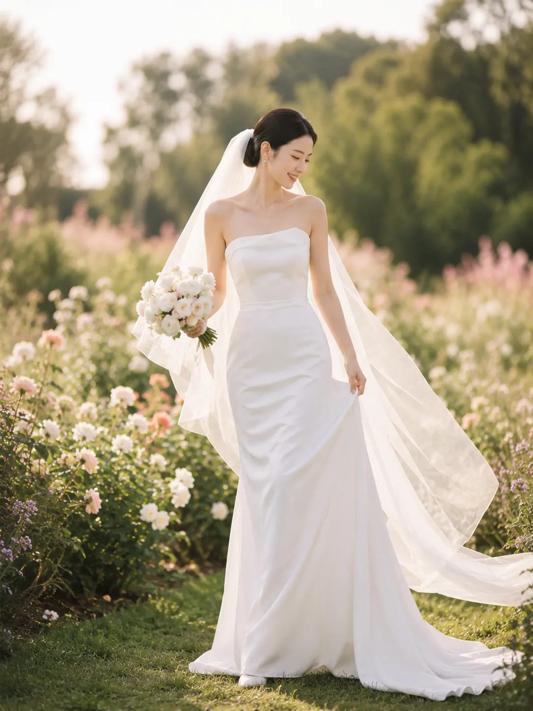 Bride in flower garden